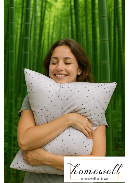 Saf Bambu Hipoalerjenik Ekstra Kılıflı Yastık Gri