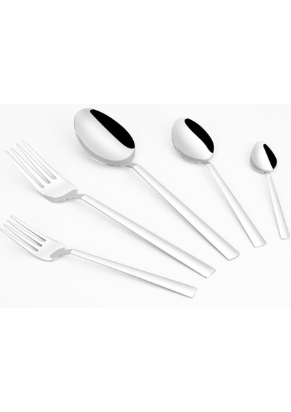 Şık 6 Kişilik 30 Parça Çatal ve Kaşık Takımı, Gümüş Renkli, Zarif ve Kullanışlı