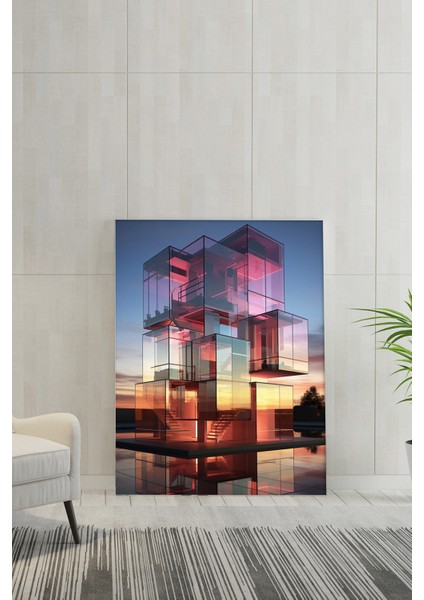 Cam Prizma Gün Batımı Modern Mimari Kanvas Tablo – NV00292