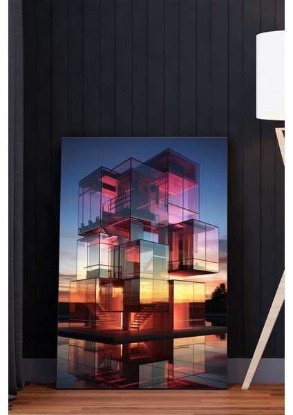 Cam Prizma Gün Batımı Modern Mimari Kanvas Tablo – NV00292 fiyatları