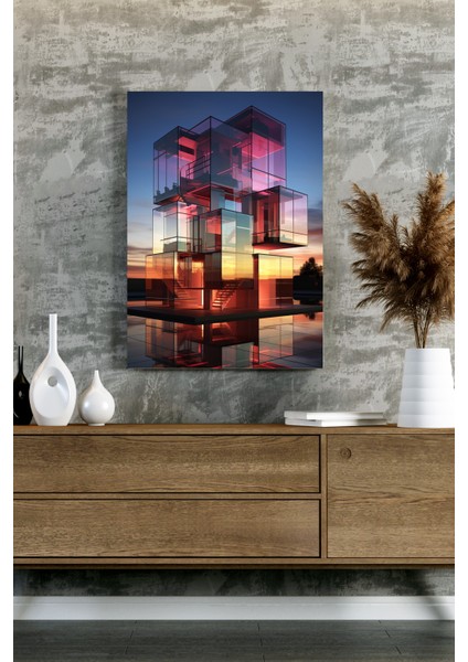 Cam Prizma Gün Batımı Modern Mimari Kanvas Tablo – NV00292 modelleri
