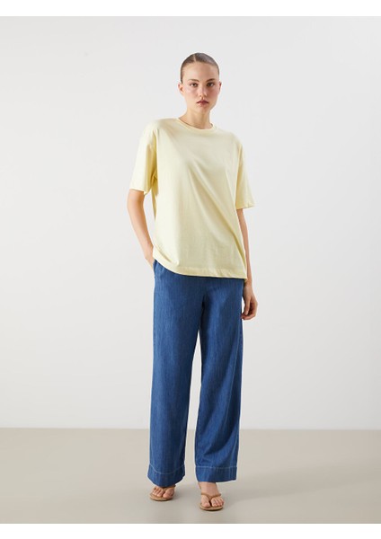 Yeni Sezon Beli Lastikli Wideleg Kadin Jean Pantolon - S5JF07Z8