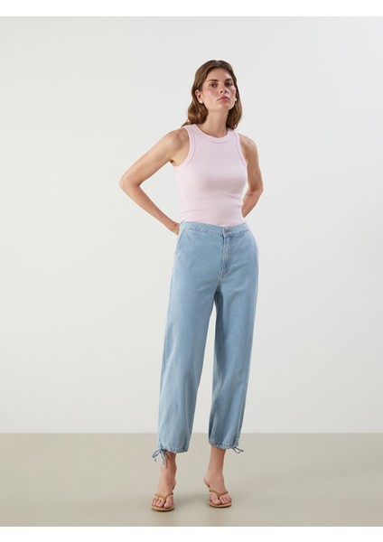 Yeni Sezon Beli Lastikli Jogger Kadin Jean Pantolon - S5KE04Z8