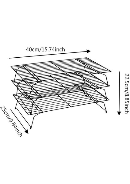 Pişirme Üç Katmanlı Kek Standı Katlanır Standı Ekmek Soğutma Standı Çerez Örgü Standı Siyah Yapışmaz Soğutma Standı (Yurt Dışından)