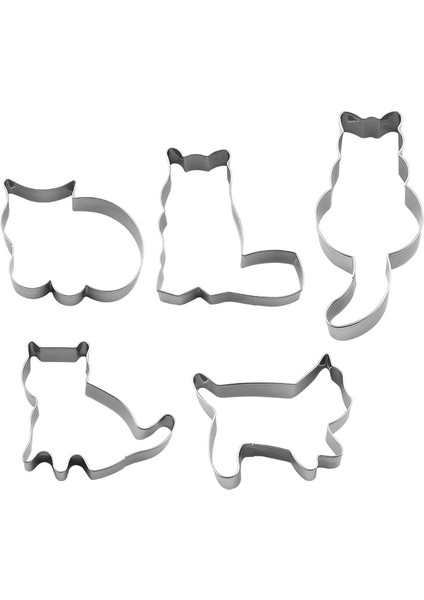 Paslanmaz Çelik Kedi Çerez Kurabiye Mus Daire Kalıp 5 Set Dıy Baskılı Fırın Kalıp Kalıp Araçları (Yurt Dışından)