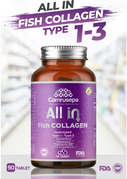All In Fish Kolajen Tip 1-3 - Balık Kolajeni 90 Tablet