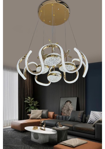 Eliza 4 Toplu Simli Slikonlu Modern Yüksek (Işık) Salon LED Avizesi fiyatları