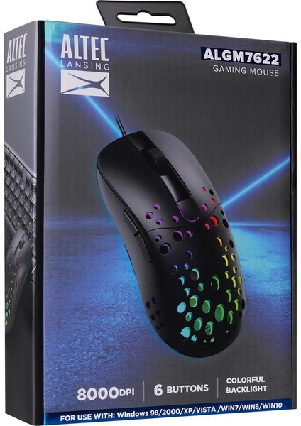 ALGM7622 Beyaz USB Kablolu 6 Tuşlu Renkli LED Işıklı Rgb 8000DPI Gaming Oyuncu Mouse fiyatları
