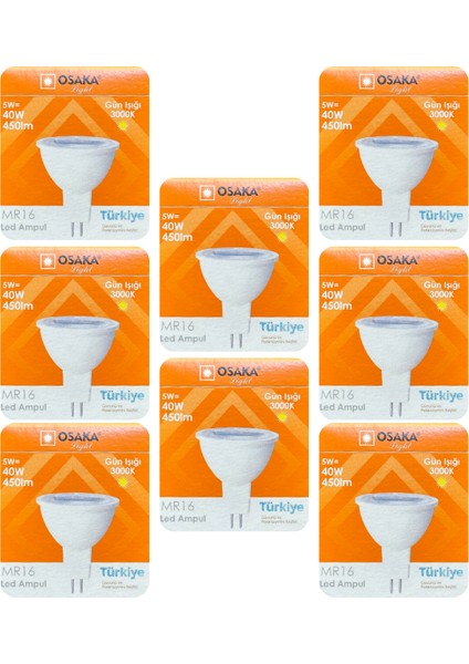 (8 adet) Osaka 5W (40W) Sarı Işık (3000K) G4 Duylu (Iğne Bacak) LED Çanak Ampul