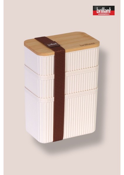 Zebra 3'lü Bambu Kapaklı Lunch Box - 1 Lt 0,5 Lt 0,5 Lt - Saklama Kabı