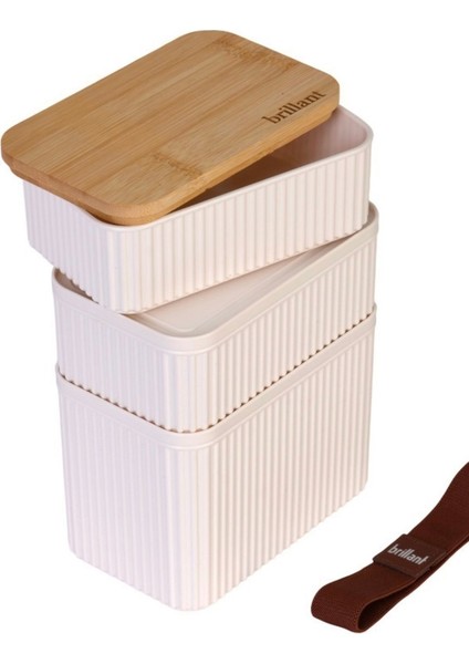 Zebra 3'lü Bambu Kapaklı Lunch Box - 1 Lt 0,5 Lt 0,5 Lt - Saklama Kabı fiyatları