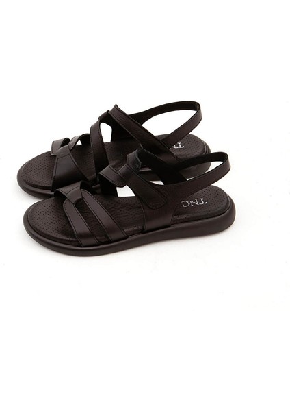 Kadın Hakiki Deri Siyah Düz Sandalet modelleri