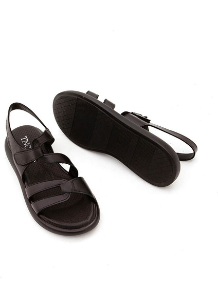 Kadın Hakiki Deri Siyah Düz Sandalet fırsatları