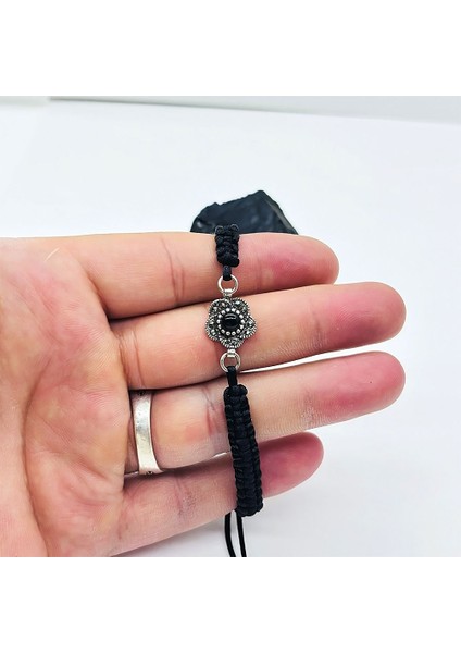 Gül Model Zirkon ve Oltu Taşı Işçilikli 925 Ayar Gümüş fiyatları