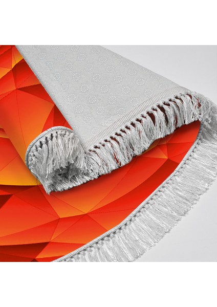 Kaymaz Dijital Mutfak & Salon Halı Trend Saçaklı Oval Geometrik E5011 Turuncu fırsatları