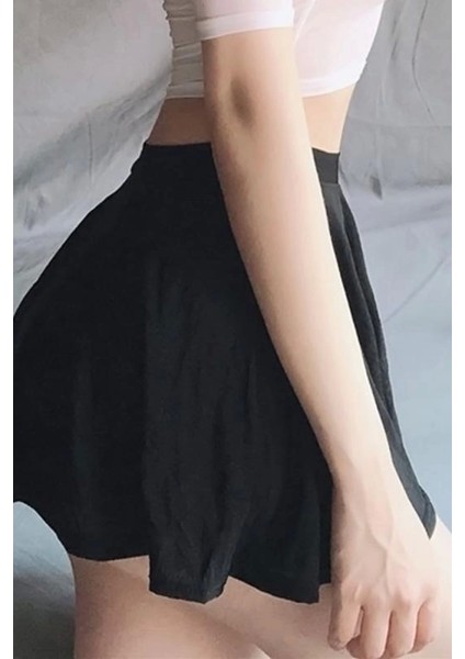 Likralı Mini Kloş Etek