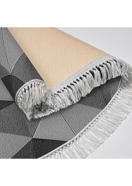 Kaymaz Dijital Mutfak & Salon Halı Yıldız Deri Saçaklı Oval Geometrik E5010 Gri fırsatları
