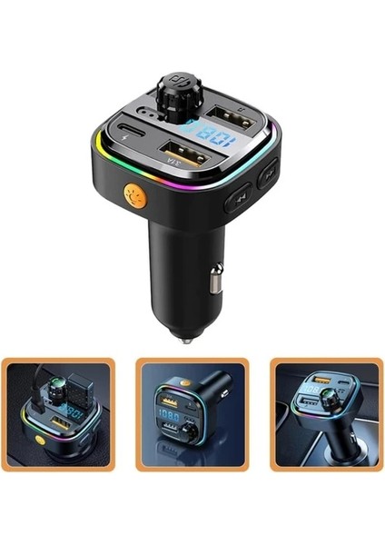 Aft-13 Wireless, 3.1A 2xusb, Tf Kartlı Type-C, Rgb Işıklı Fm Transmitter