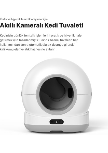 Akıllı Otomatik Kameralı Kedi Tuvaleti Paslanmaz Çelik Kaseli 4LT Mama Kabı Çelik Hazneli Su Pınarı ve Filtre 4'lü Pet Seti modelleri