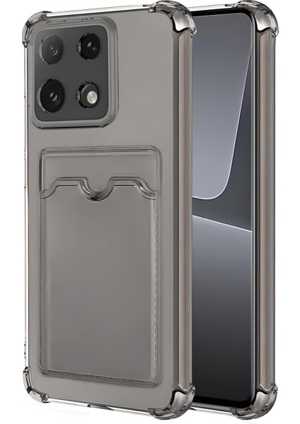 Xiaomi Mi 14T Uyumlu Kamera Korumalı Kartlıklı Köşeleri Airbag Tasarımlı Darbe Önleyici Şeffaf Silikon Kılıf