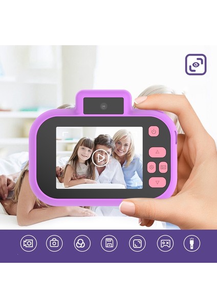 H7 Çocuk Kamera 4000 W Ön/arka Çift Lensli Dijital Kamera Taşınabilir El Video Kamera Oyuncak Desteği 32G Hafıza Kartı-Mor (Yurt Dışından) indirimleri