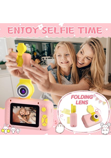 KDC-0025 180 Derece Flip Lens 2.0 Inç Ekran Mini Çocuk Kamera Video Kaydedici, Silikon Kılıfsız-Pembe (Yurt Dışından) fiyatları