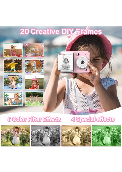 S7 2,4 Inç Ekran Mini Çocuk Hd Anında Kamera 32G Tf Kart + Kart Okuyucu ile Taşınabilir Fotoğraf Yazıcısı-Yeşil (Yurt Dışından) fiyatları
