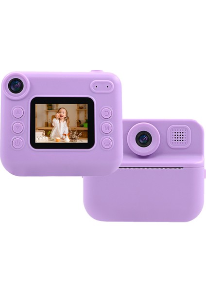 KDC-030D 2.0 Inç Mini Çocuk Anında Kamera Hd Çift Lensli Dijital Kamera Fotoğraf Yazıcısı, 32G Tf Kart + Kart Okuyucu-Mor (Yurt Dışından)