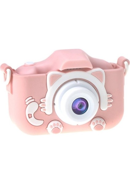 X8 1080P Video Fotoğrafçılığı 2.0 "hd Ekran Mini Dijital Kamera Çocuk Oyuncak-Pembe/kedi (Yurt Dışından)