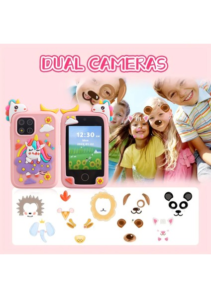Z10S 2.8 Inç Dokunmatik Ekranlı Çocuk Oyuncak Telefon Kamerası Çift Lensli Çalar Saat Video Kaydedici-Pembe (Yurt Dışından) fırsatları