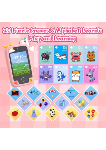 Z10S 2.8 Inç Dokunmatik Ekranlı Çocuk Oyuncak Telefon Kamerası Çift Lensli Çalar Saat Video Kaydedici-Pembe (Yurt Dışından) indirimleri