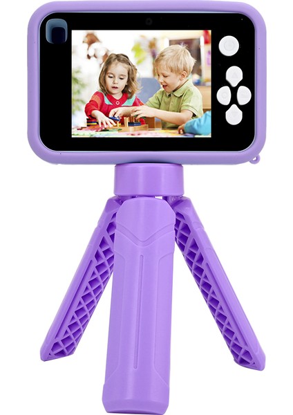 AC10 Hd Çift Lensli 2,4 Inç IPS Ekranlı Çocuk Kamerası, TRIPOD+32GB Hafıza Kartı-Mor (Yurt Dışından) fiyatları