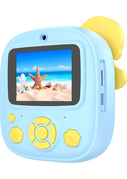 P8 Çocuk Kamera Çift Lens Anında Baskı 2,4 Inç IPS Ekran Video Kaydedici, 32GB Kart + Kart Okuyucu-Mavi (Yurt Dışından) modelleri