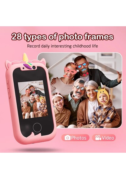 KP06 Çocuk Kamera 24MP Hd Dijital Selfie Kamera Oyuncaklar Çocuklar Için Çocuk Taşınabilir Video Kamera-Pembe (Yurt Dışından) modelleri