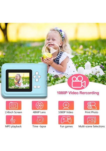 S7 2,4 Inç Ekran Mini Çocuk Hd Anında Kamera Taşınabilir Fotoğraf Yazıcısı-Mavi (Yurt Dışından) modelleri