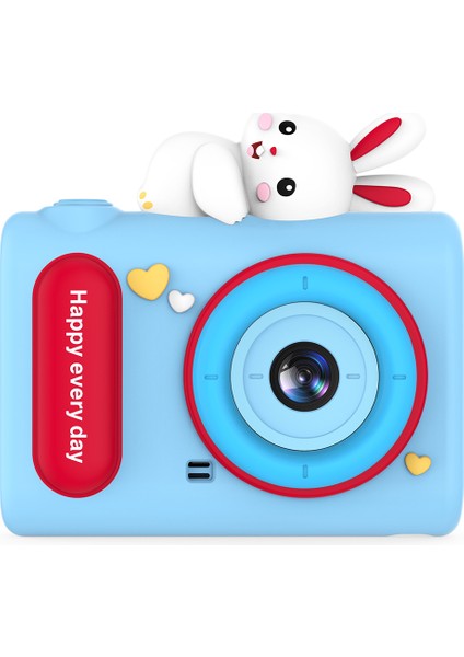 H05 Karikatür Hayvan Tasarım 2.0 Inç Hd Çift Lens 8x Zoom Dijital Kamera Çocuklar Için Video Kaydedici-Mavi Tavşan (Yurt Dışından)