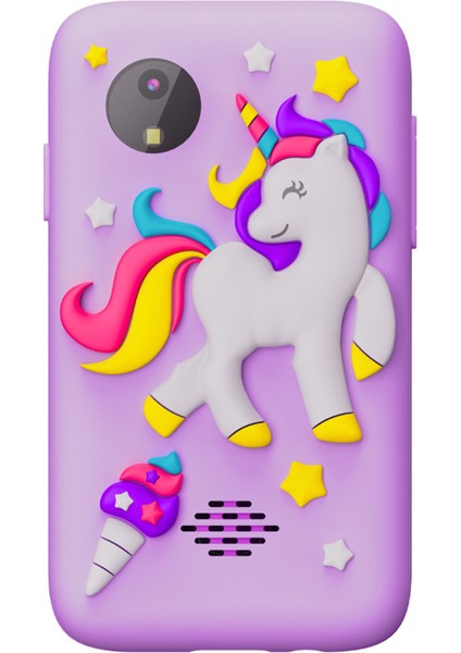 Z9 2.4 Inç IPS Ekran Hd Çift Lens Karikatür Hayvan Mini Çocuk Telefonu Oyuncak 32G Hafıza Kartı Ile-Mor Unicorn (Yurt Dışından)