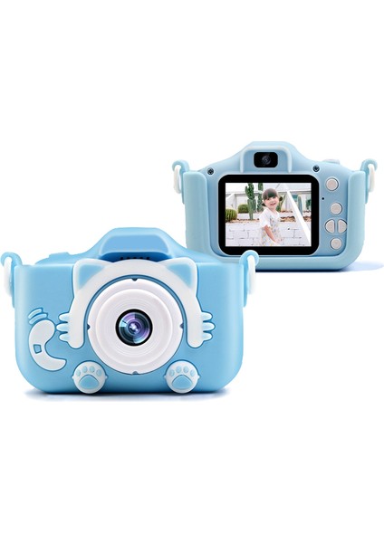 X2C 2.0 Inç Ekran Çocuk Dijital Kamera 1080P Video Fotoğraf Oyunu Çocuk Kamerası, 400MAH Pil-Mavi (Yurt Dışından)
