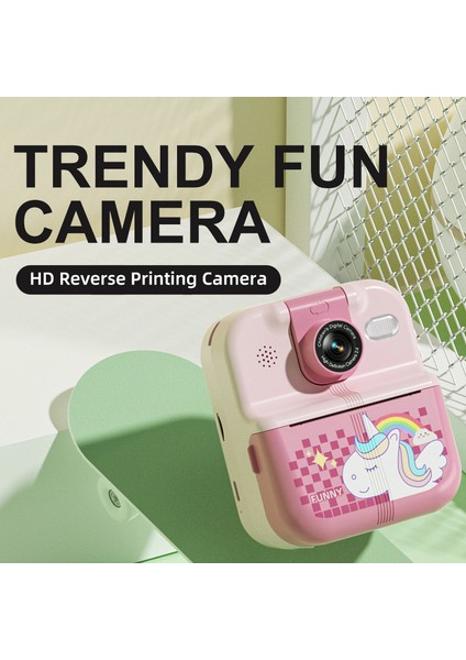 P02 2.4 Inç Anında Baskı Kamerası Karikatür Hayvan Deseni Flip Lens Hd Kamera, 32GB Kart + Kart Okuyucu ile Çocuklar Için-Beyaz (Yurt Dışından) fiyatları