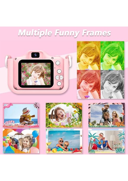 M8 2,0 Inç Hd Çift Kamera, 32GB Kart/kart Okuyuculu Dijital Kamera Karikatür Tasarımı-Pembe (Yurt Dışından) fırsatları