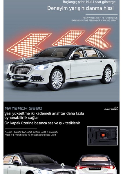Alaşım Araba Modeli 1:24 Maybach S680 Ses ve Işık Oyuncak (Yurt Dışından) fiyatları