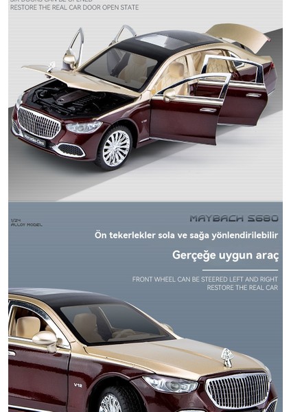 Alaşım Araba Modeli 1:24 Maybach S680 Ses ve Işık Oyuncak (Yurt Dışından) fırsatları
