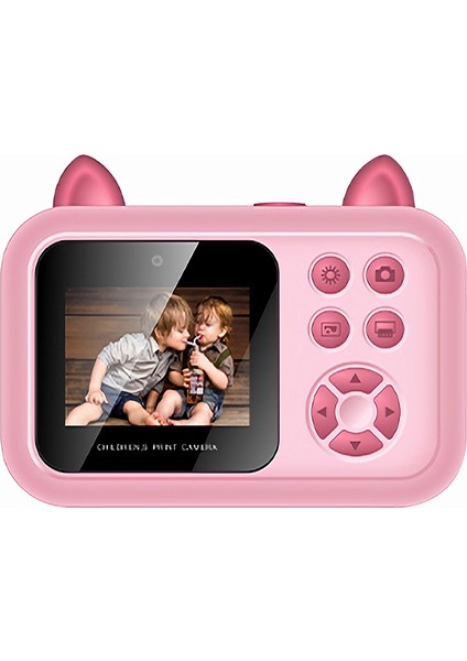 S6 2.4-Inç Ekran Lovely Kids Çift Lensli Dijital Kamera Anında Fotoğraf Baskı Makinesi-Pembe (Yurt Dışından)