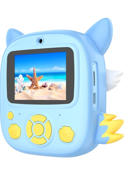 P7 2.4 Inç IPS Ekran Karikatür Fox Çocuk Kamera Çocuklar Için Anında Baskı Çift Lens Hd Video Kaydedici-Mavi (Yurt Dışından) modelleri