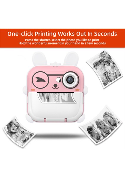 Q5 2.4 Inç Çocuk Kamera Karikatür Tasarım Anında Baskı Fotoğraf Mini Dijital Video Kamera-Pembe + Mavi Dinozor (Yurt Dışından) fiyatları