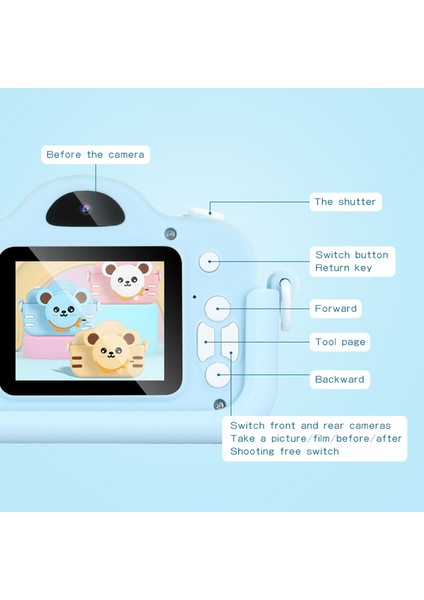 A3X 2.0 Inç Ekran 1080 P Mini Dijital Kamera Karikatür Çift Lens Kamera Erken Eğitim Oyuncak Doğum Günü Hediyesi-Sarı (Yurt Dışından) modelleri