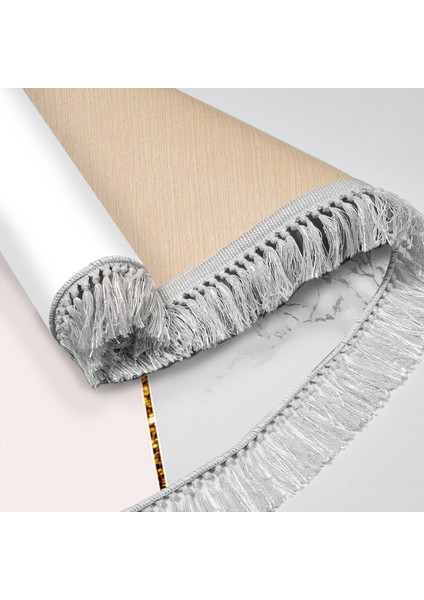 Kaymaz Dijital Mutfak & Salon Halı Yıldız Deri Saçaklı Oval Geometrik E5008 Beyaz fırsatları