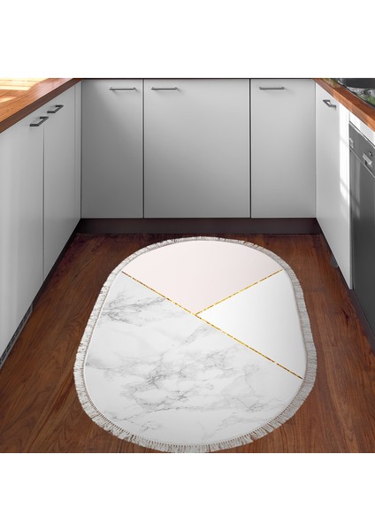 Kaymaz Dijital Mutfak & Salon Halı Yıldız Deri Saçaklı Oval Geometrik E5008 Beyaz indirimleri