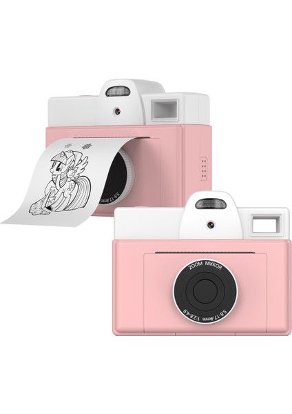 Q8 200 Dpı Anında Baskı Çocuk Dijital Kamera Mini Mürekkepsiz Termal Yazıcı-Pembe (Yurt Dışından)