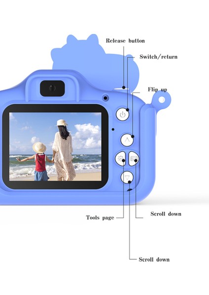 2.0 Inç Çift Lensli Çocuk Dijital Kamera Karikatür Dinozor Tasarımı Video Kaydedici, 32G Tf Kart + Kart Okuyucu-Mavi (Yurt Dışından) fırsatları